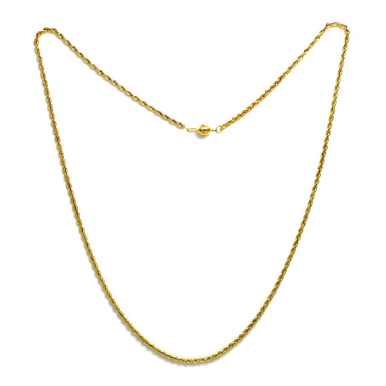 Italian Made 9K Yellow Gold Diamond Cut Rope Necklace (Size 18) with Magnetic Clasp