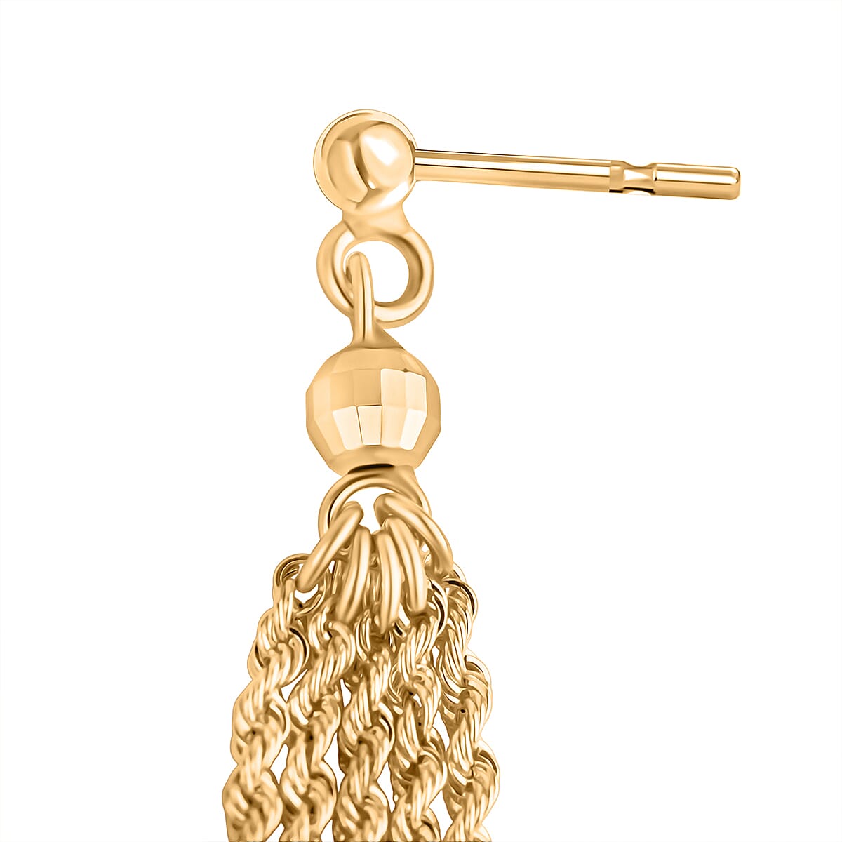 Maestro Collection - 9K Yellow Gold Tassel Rope Earring with Push Back (Length 62.20mm).
