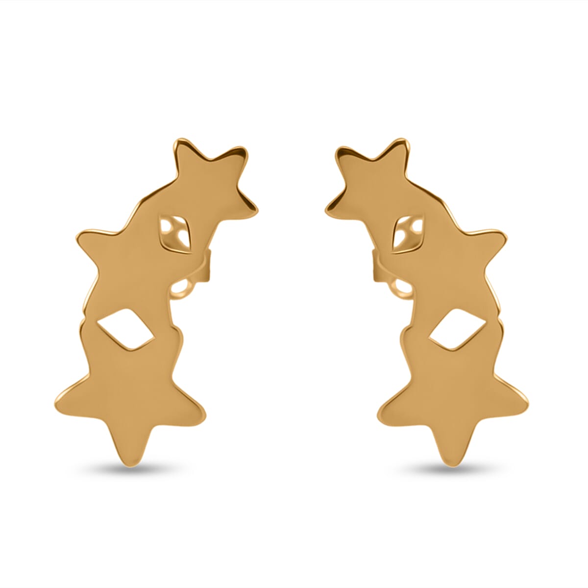 Maestro Collection - 9K Yellow Gold Star Crawler Earring with Push Back