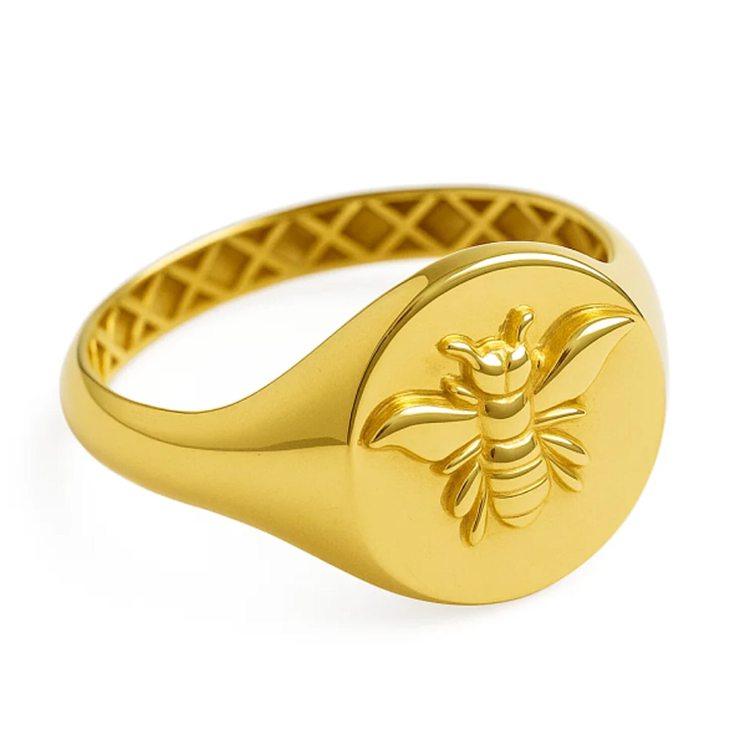 9K Yellow Gold Bee Signet Ring