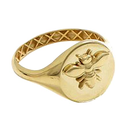 9K Yellow Gold HoneyBee Signet Ring