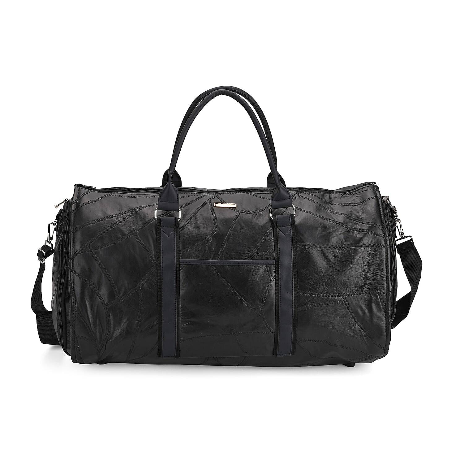 Leather-Patterned-Travel-Bag-Size-56x28x33-cm-Black-Black
