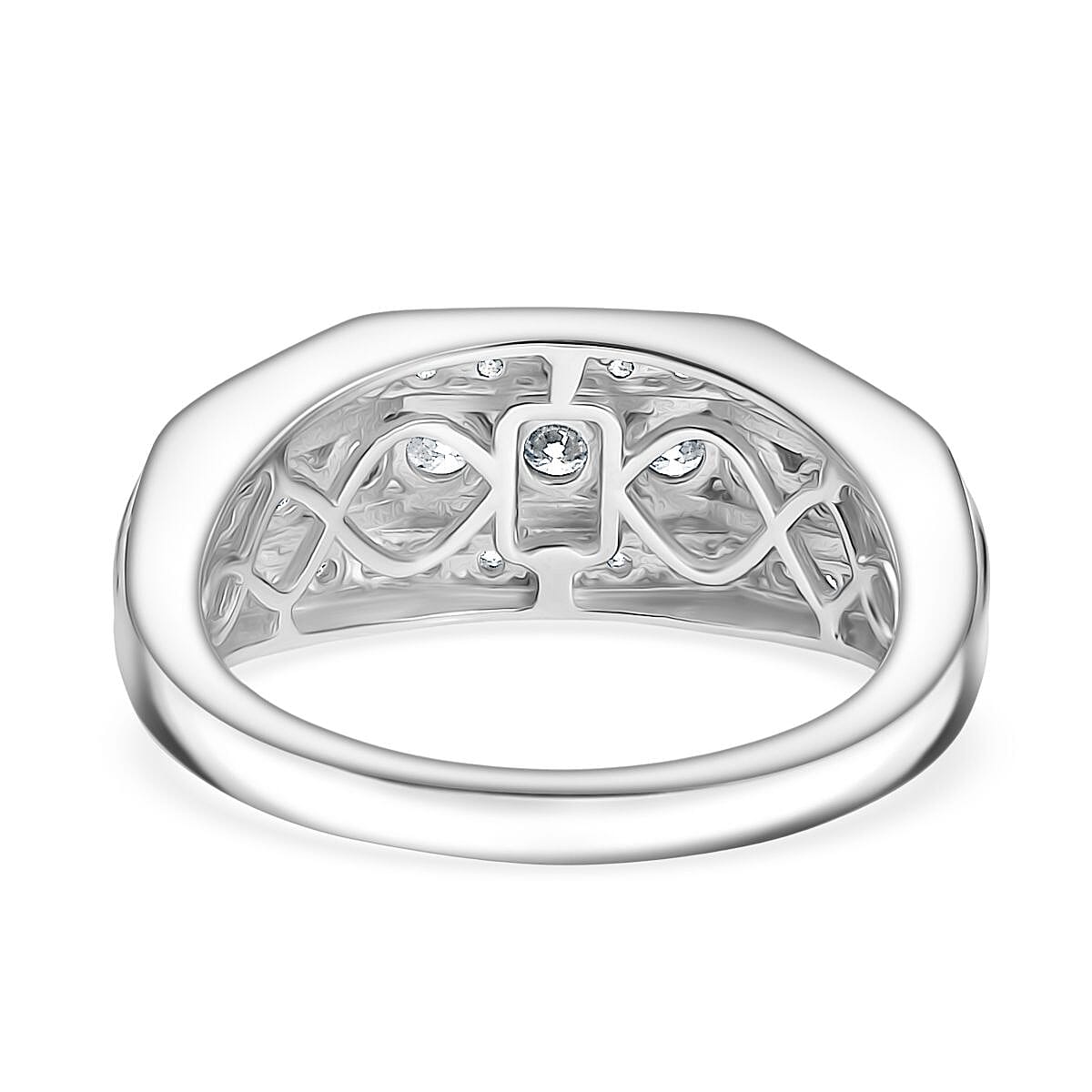 Moissanite Unisex Ring in Rhodium Overlay Sterling Silver 1.66 Ct.