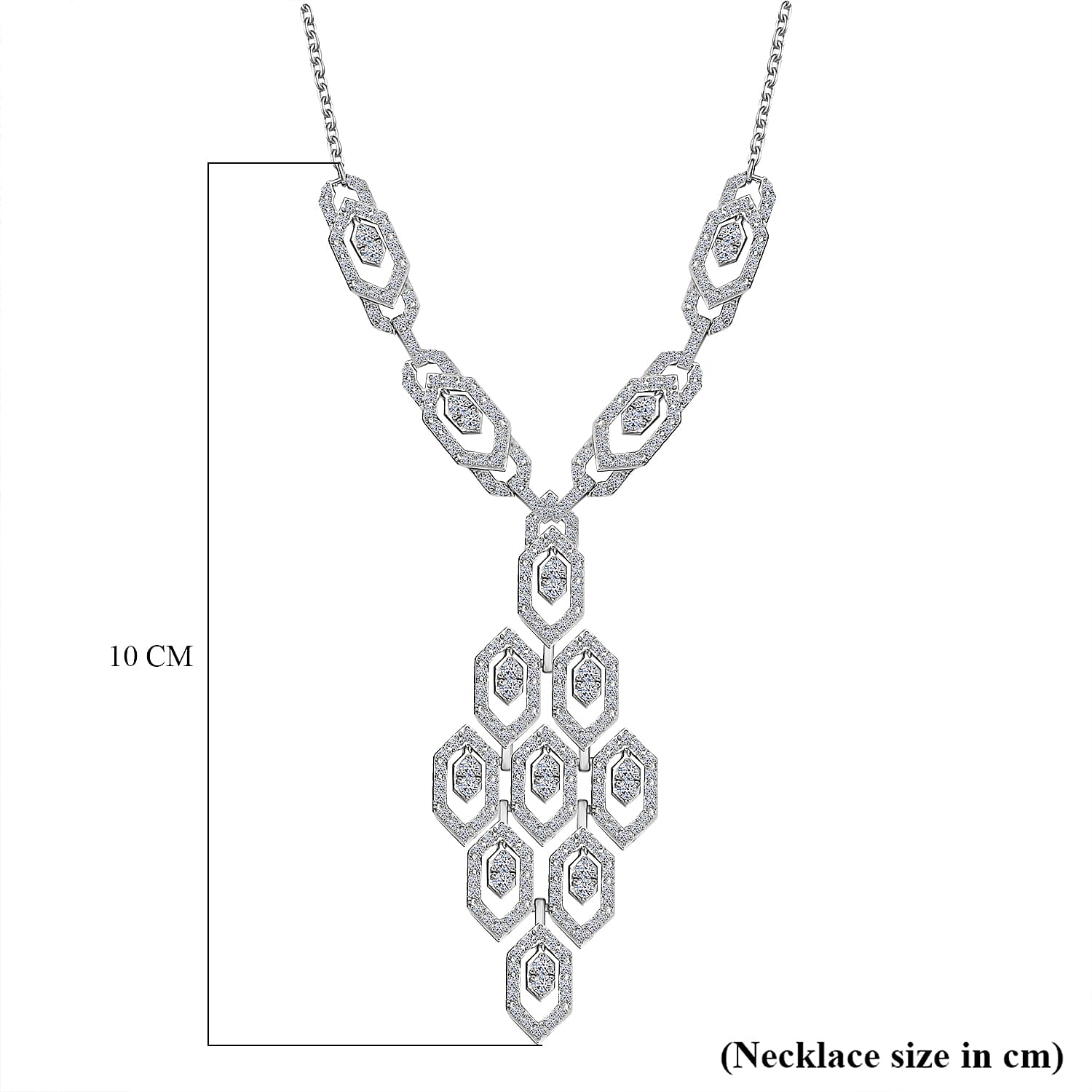 Designer Inspired- Luxuriant Lab Grown Diamond (SI-GH) Necklace (Size - 20) with Lobster Clasp in Rhodium Overlay Sterling Silver 2.50 Ct.