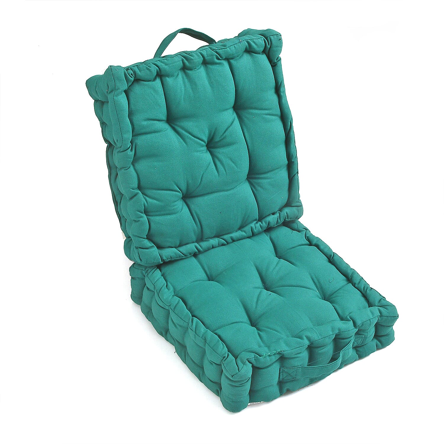 Set of 2 - 100% Cotton Floor Cushion with Cotton Filling (40x40x8cm) - Ocean Green