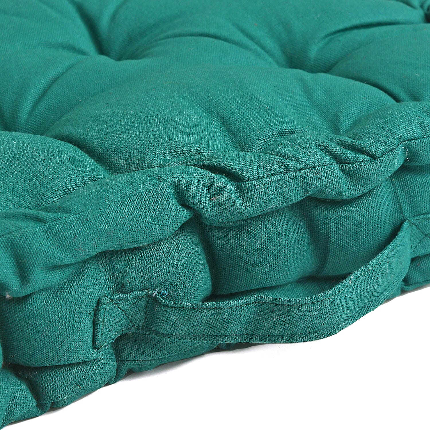 Set of 2 - 100% Cotton Floor Cushion with Cotton Filling (40x40x8cm) - Ocean Green