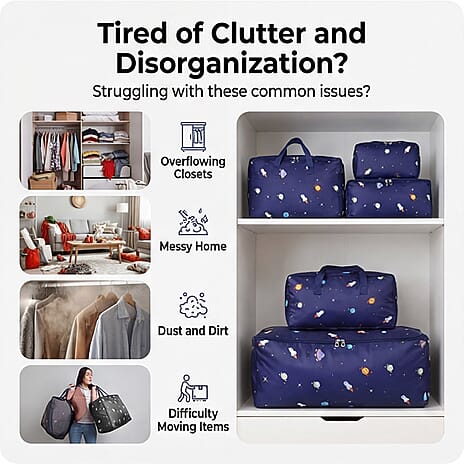 BLISS - BEYOND 4-Piece Space Print Storage Bag Set - Navy