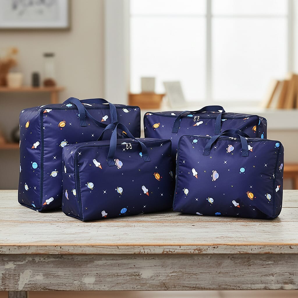 Tropical Leaf Storage Box (Size 70x50x30 cm) - Navy & Green