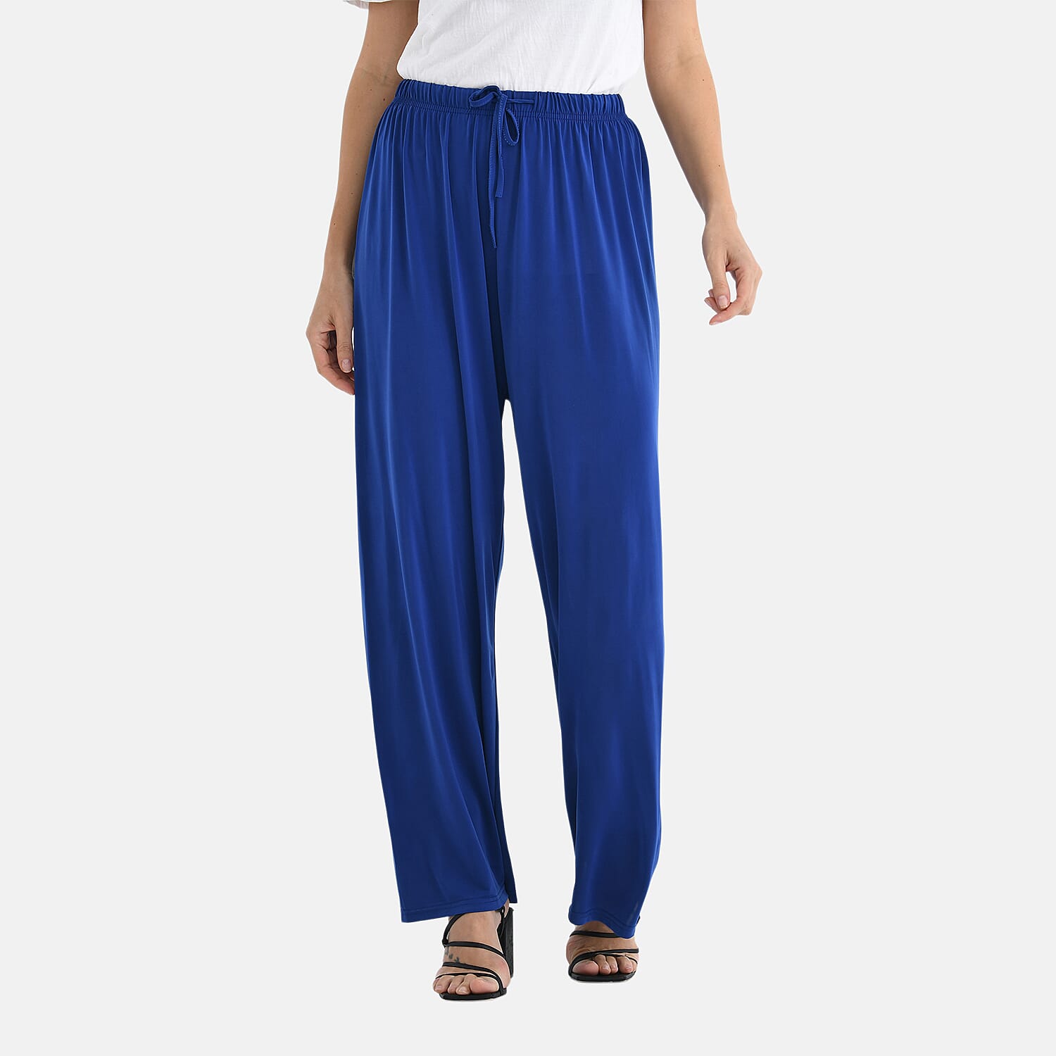 Tamsy Relaxed Fit Wide-Leg Trouser with Elastic Waist (Size 8 to 16) - Black