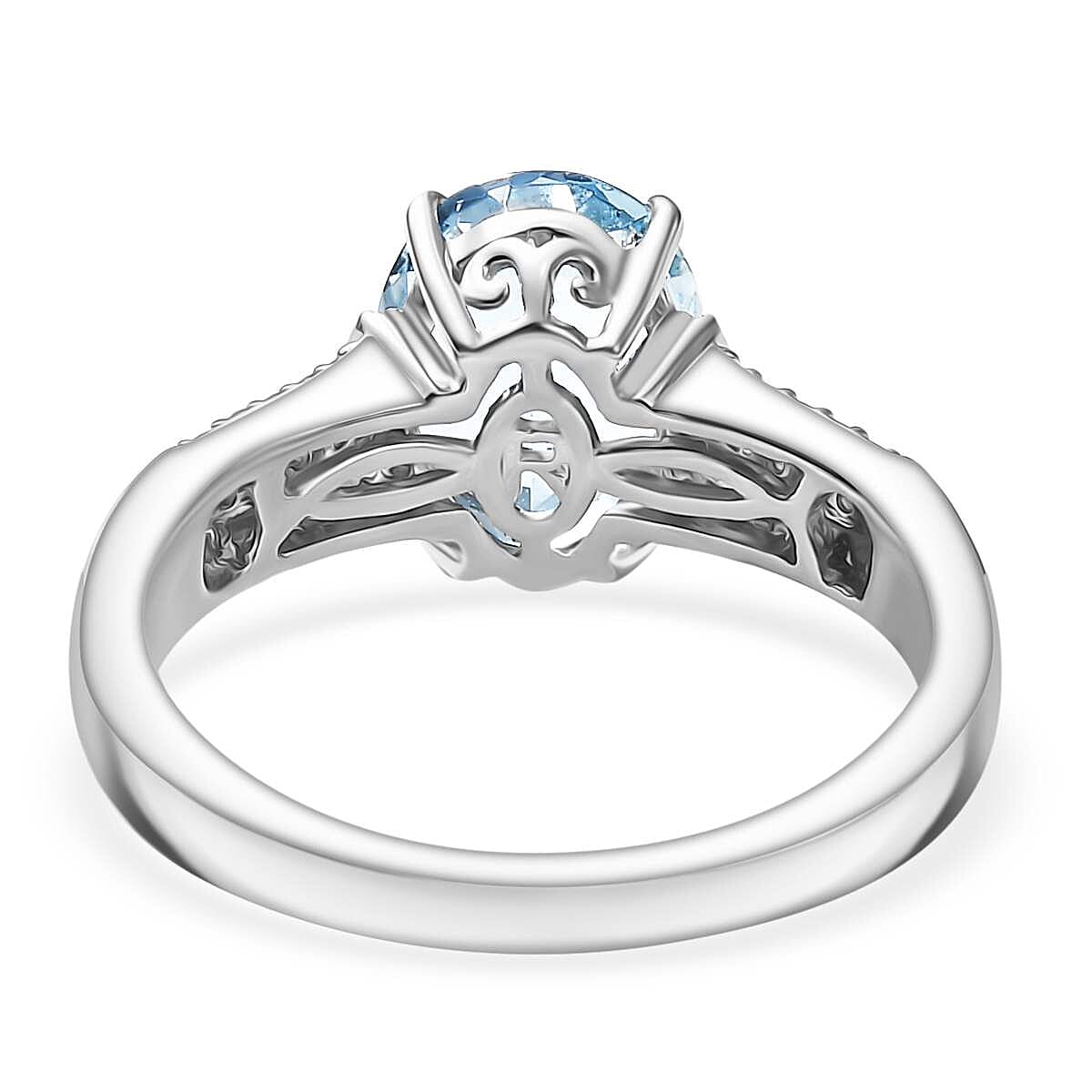 Rhapsody 950 Platinum AAAA Santamaria Aquamarine & White Diamond (VS-E-F) Ring 2.82 Ct, Platinum Wt. 6.50 Gms.