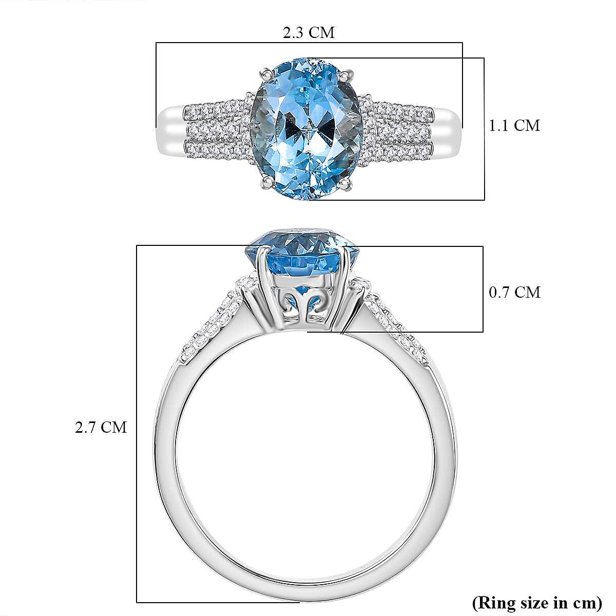 Rhapsody 950 Platinum AAAA Santamaria Aquamarine & White Diamond (VS-E-F) Ring 2.82 Ct, Platinum Wt. 6.50 Gms.