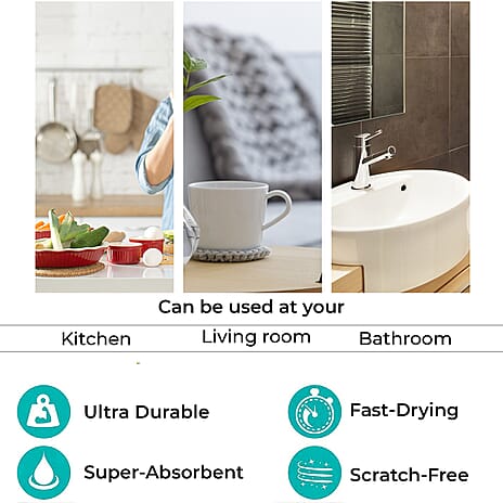 Set of 12- Cotton Kitchen Towels (Size 57x38cm) - Green