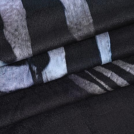 Hush Haven Digital Zebra Print Flannel Cozy Blanket (200x150cm) - White - Black