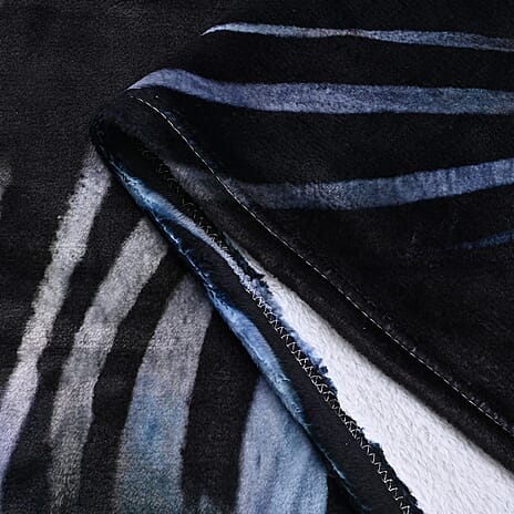 Hush Haven Digital Zebra Print Flannel Cozy Blanket (200x150cm) - White - Black