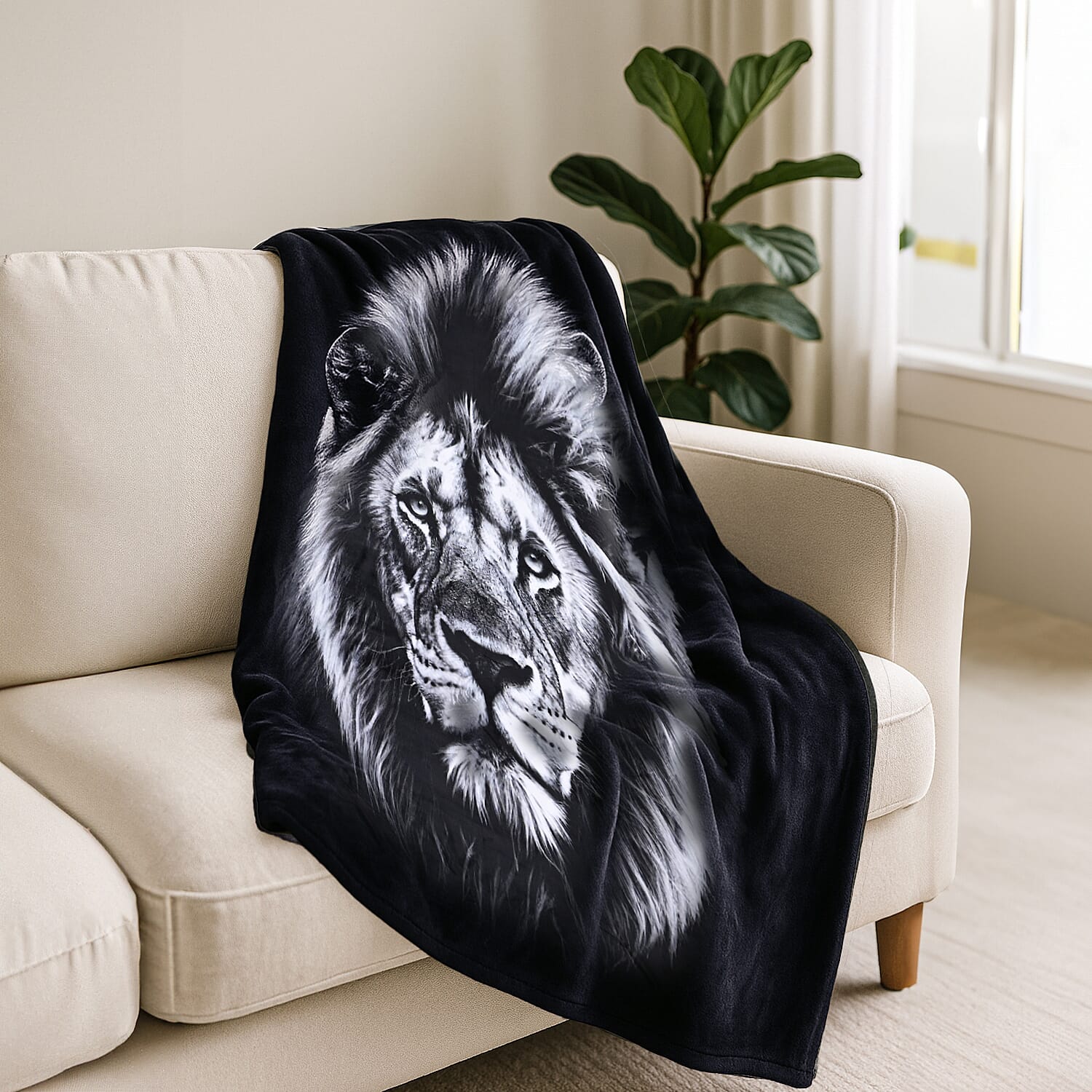 Hush-Haven-Digital-Lion-Print-Flannel-Cozy-Blanket-200x150cm-Black-Whi
