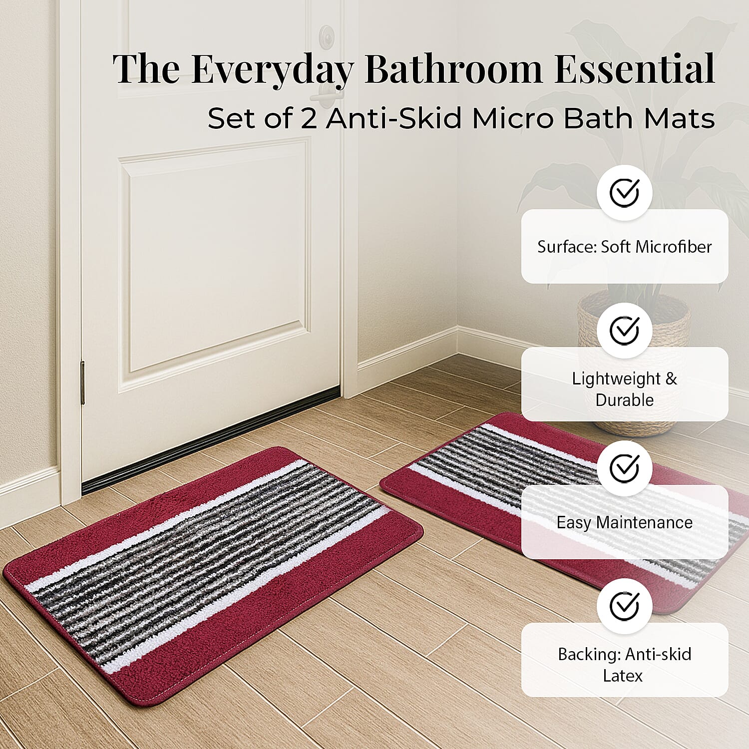 Patterned-Rug-and-Door-Mat-Size-45x1-cm-Maroon-Maroon