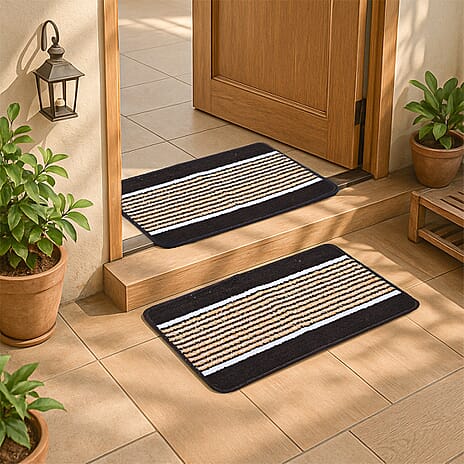 Set of 2- Anti-Skid Micro Bath Mats (Size 58x38cm) - Coffee