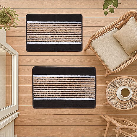 Set of 2- Anti-Skid Micro Bath Mats (Size 58x38cm) - Coffee