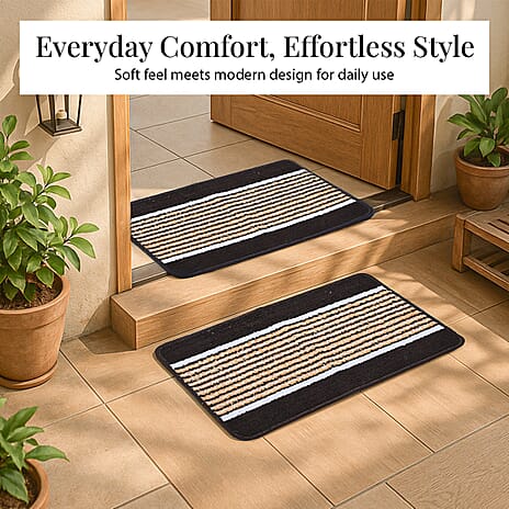 Set of 2- Anti-Skid Micro Bath Mats (Size 58x38cm) - Coffee