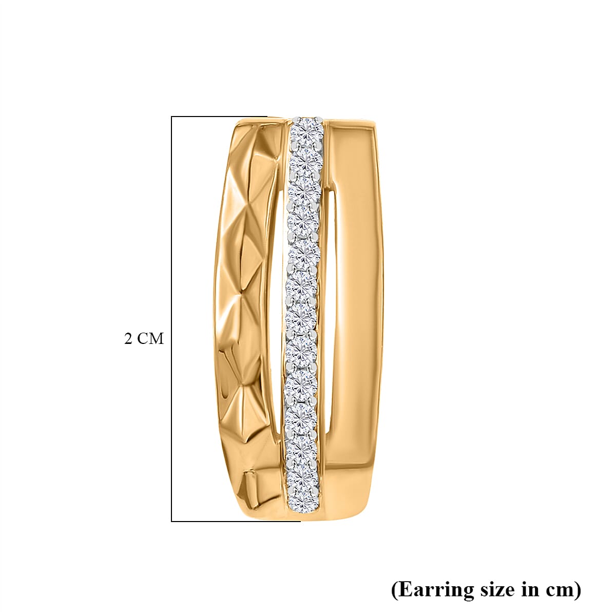 GP Milano Collection - White Diamond & Kanchanaburi Blue Sapphire Push Back Earring in 18K Vermeil Yellow Gold Plated Sterling Silver