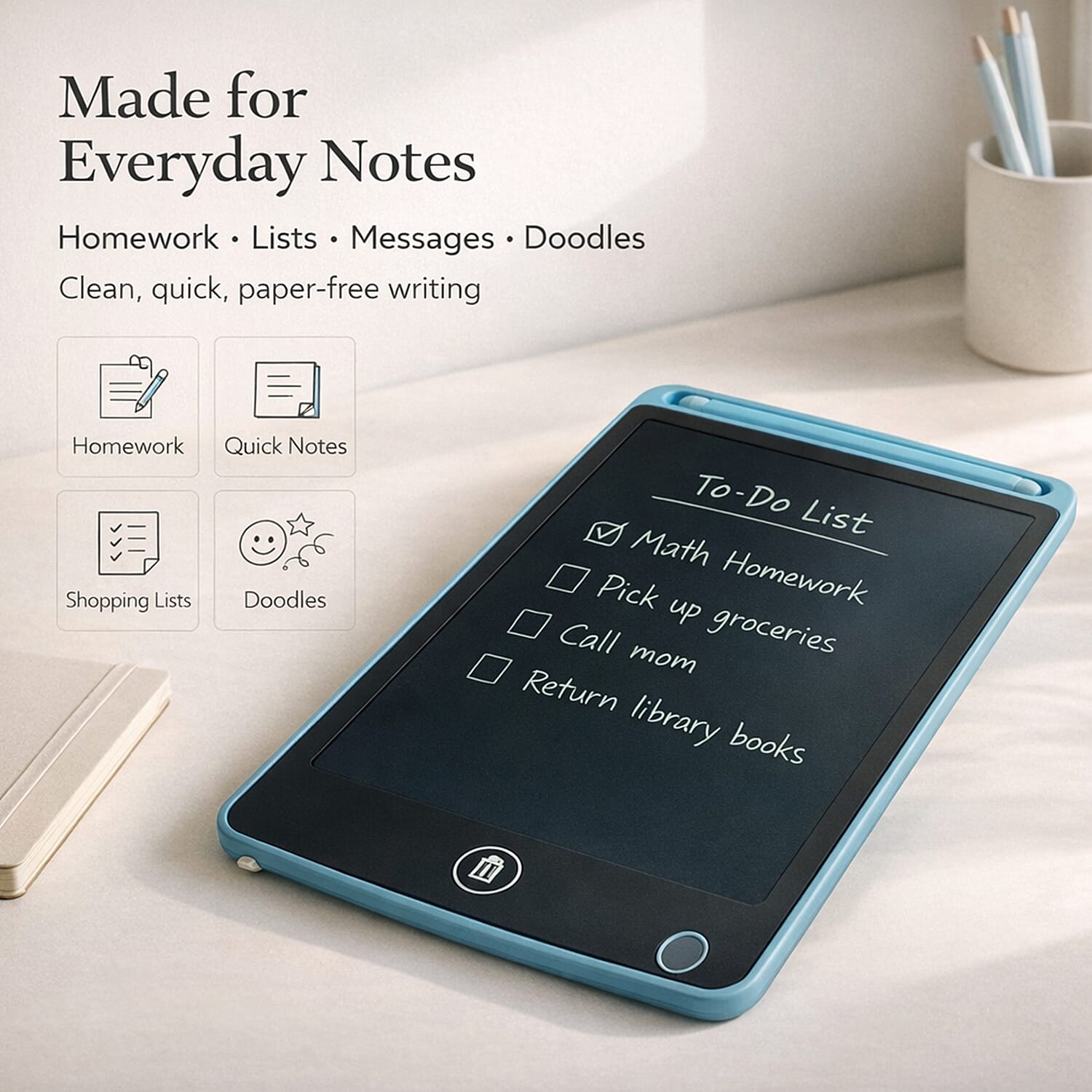 LCD Writing & Drawing Tablet with Stylus Pen (8.5 inch) - Blue