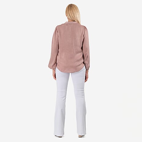 Flair Frill Blouse (Size 8) - Dusty Pink