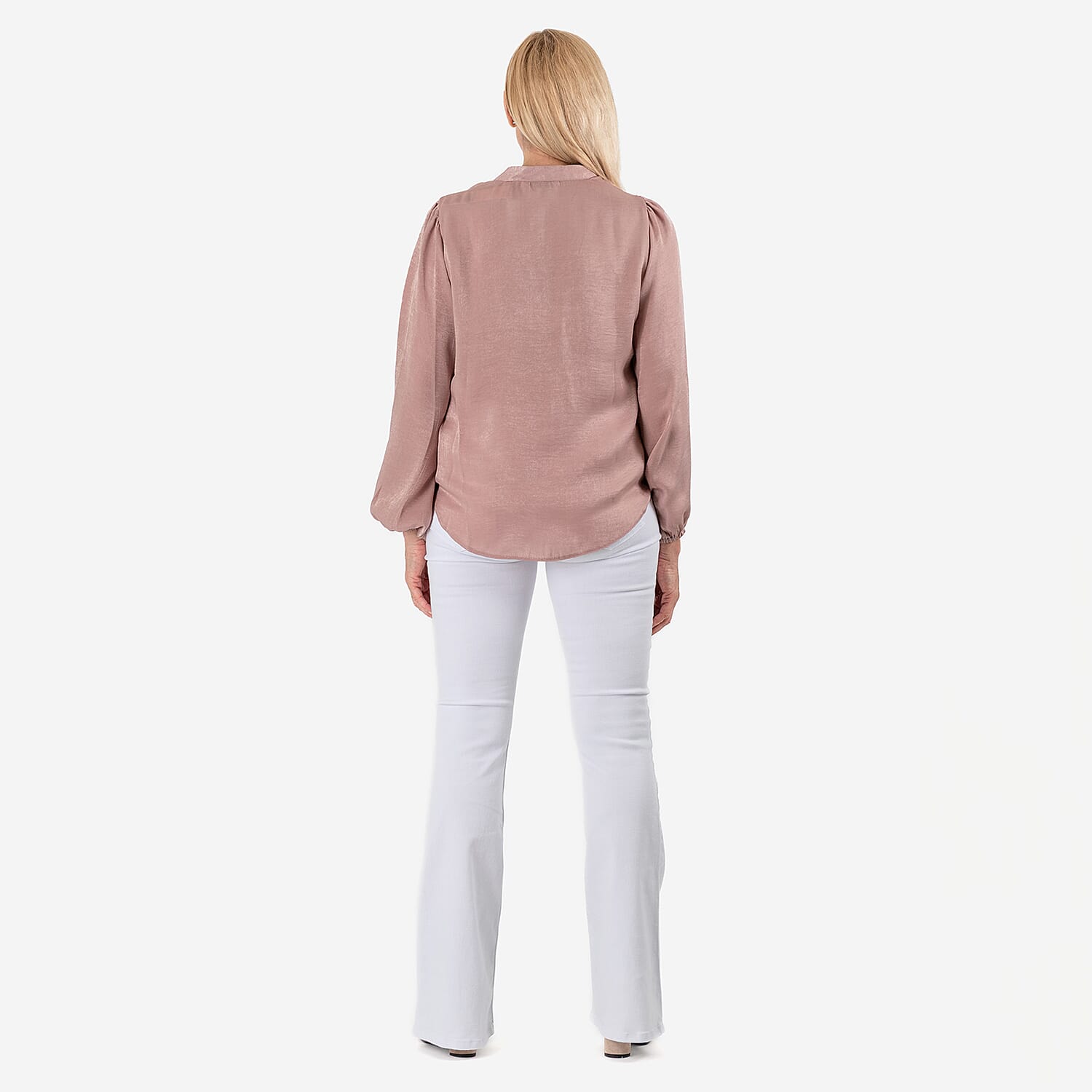 Solid Flair Frill Full Sleeves Top (Size 10) - Dusty Pink