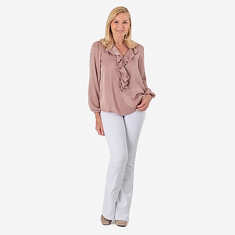 Flair Frill Blouse (Size 20) - Dusty Pink