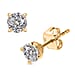 Swarovski Zirconia Sterling Silver Solitaire Stud Push Back Earring in 14K Yellow Gold Plated 1.79 Ct.
