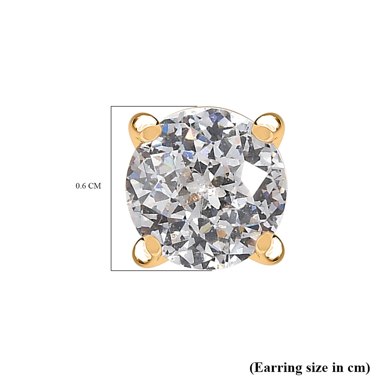 Swarovski Zirconia Sterling Silver Solitaire Stud Push Back Earring in Yellow Gold Overlay 1.79 Ct. Swarovski Zirconia Sterling Silver Solitaire Stud Push Back Earring in Yellow Gold Overlay 1.79 Ct.