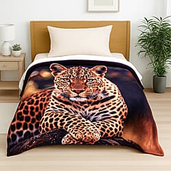 Homesmart Digital Leopard Print Flannel Cozy Throw (200x150 cm) -  Yellow