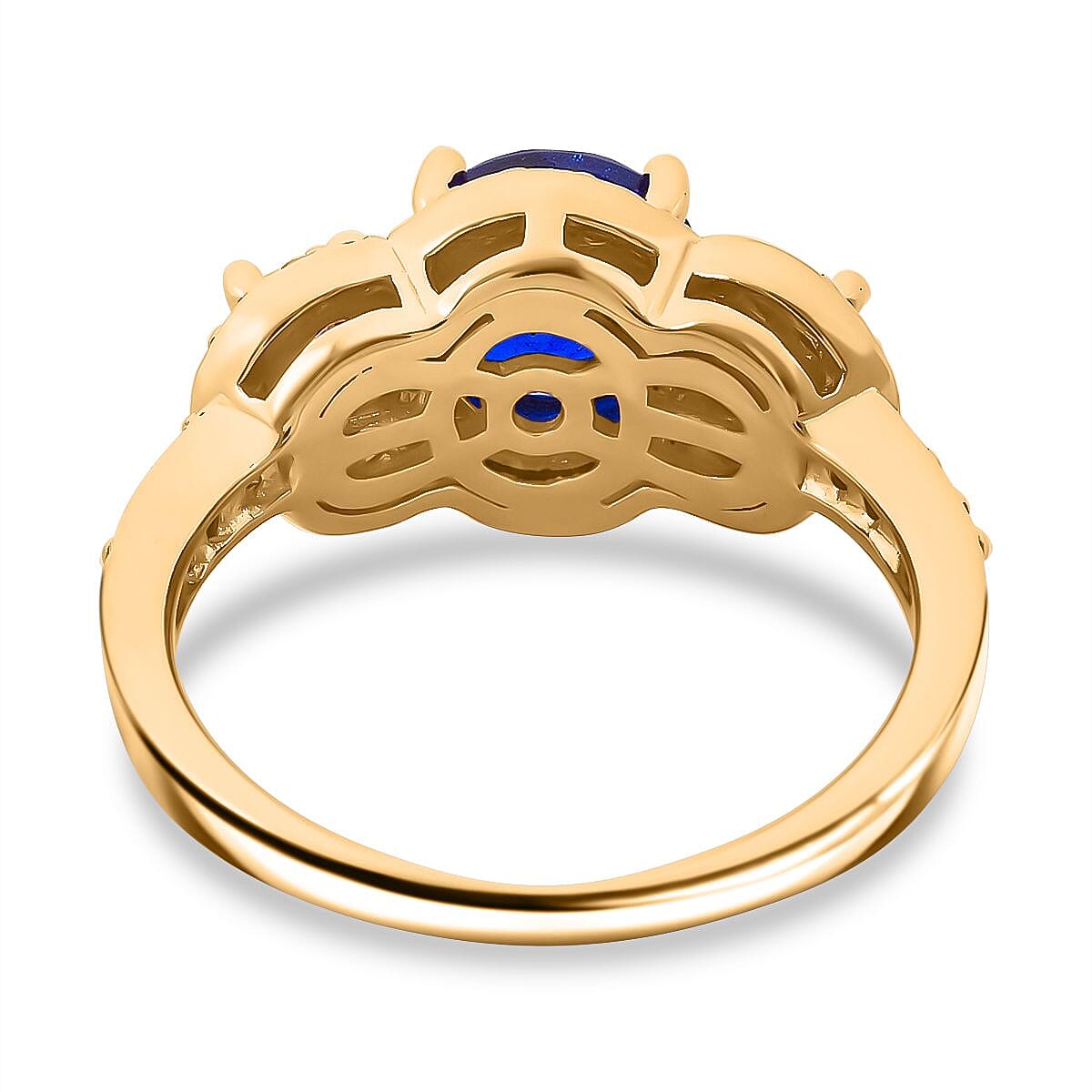 Premium Vietnamese Cobalt Blue Spinel & Moissanite Ring in Vermeil Yellow Gold Plated Sterling Silver 2.65 Ct. Premium Vietnamese Cobalt Blue Spinel & Moissanite Ring in Vermeil Yellow Gold Plated Sterling Silver 2.65 Ct.
