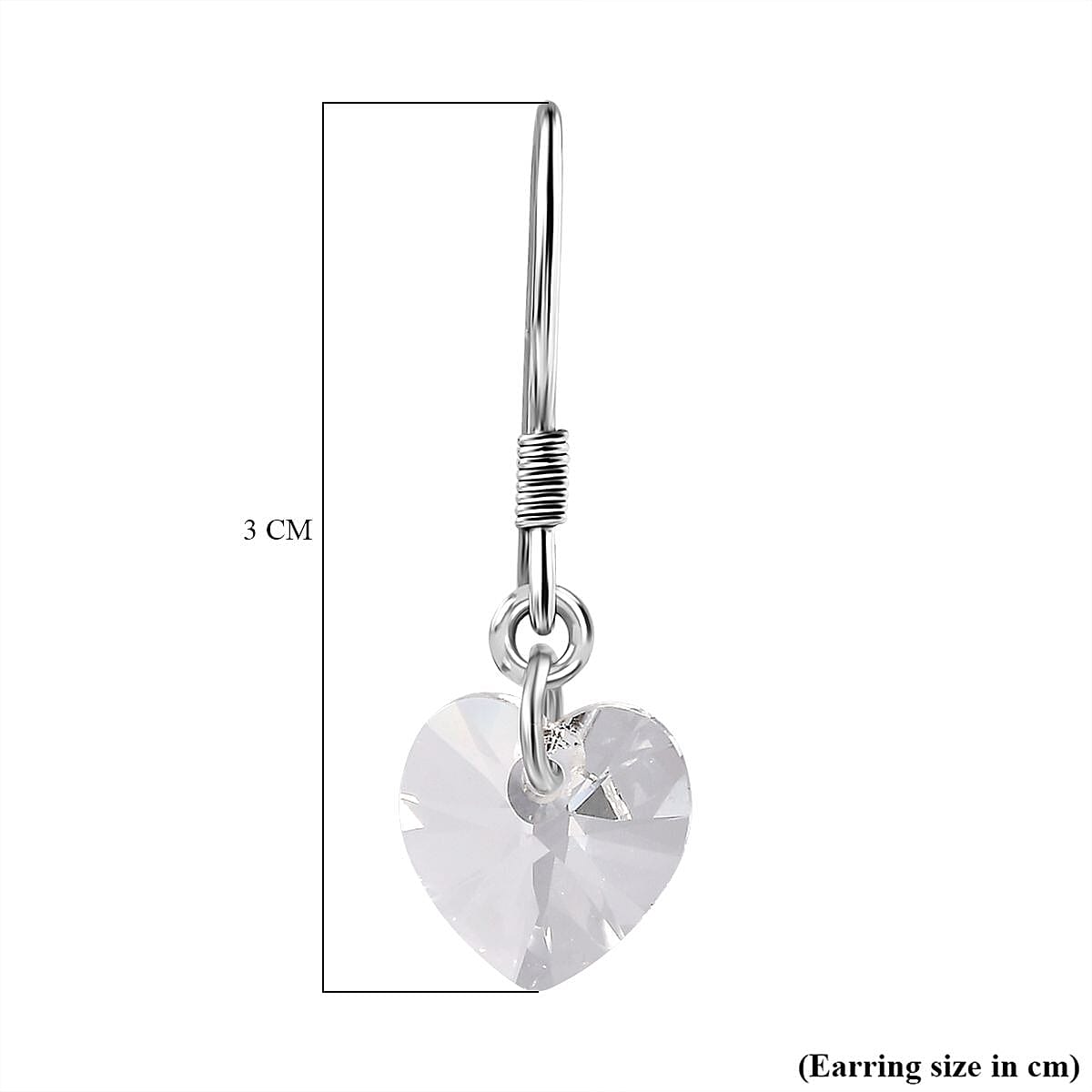 White Swarovski Crystal J Hoop Earring in Rhodium Overlay Sterling Silver 5.40 Ct.
