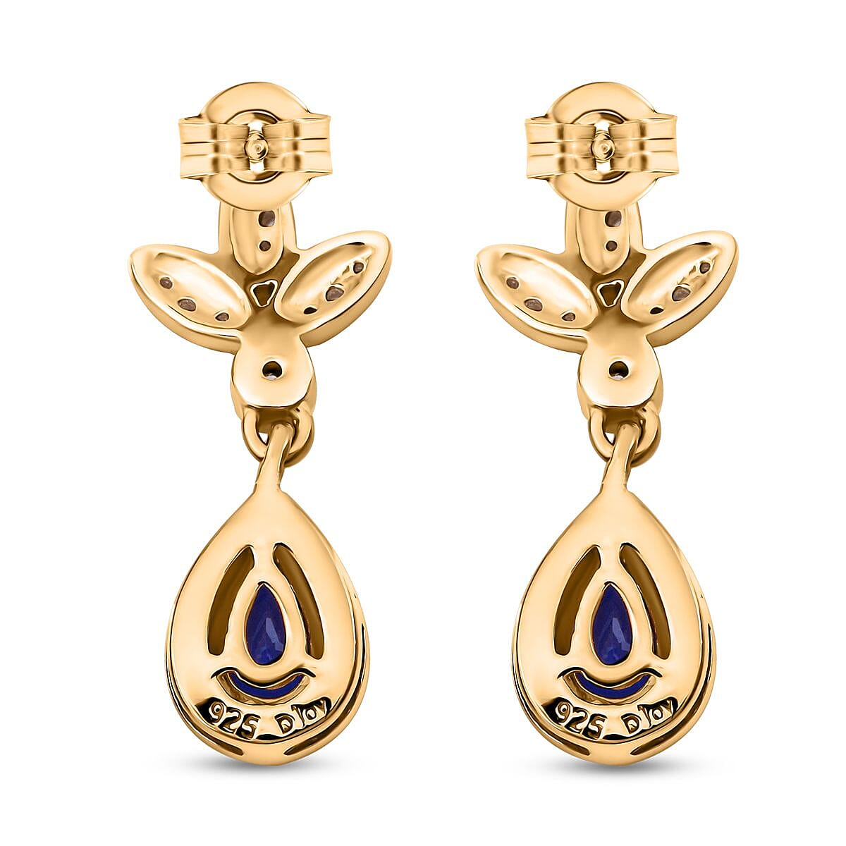 Premium Vietnamese Cobalt Blue Spinel & White Zircon Earring with Push Back in Vermeil Yellow Gold Plated Sterling Silver 2.06 Ct. Premium Vietnamese Cobalt Blue Spinel & White Zircon Earring with Push Back in Vermeil Yellow Gold Plated Sterling Silver 2.06 Ct.