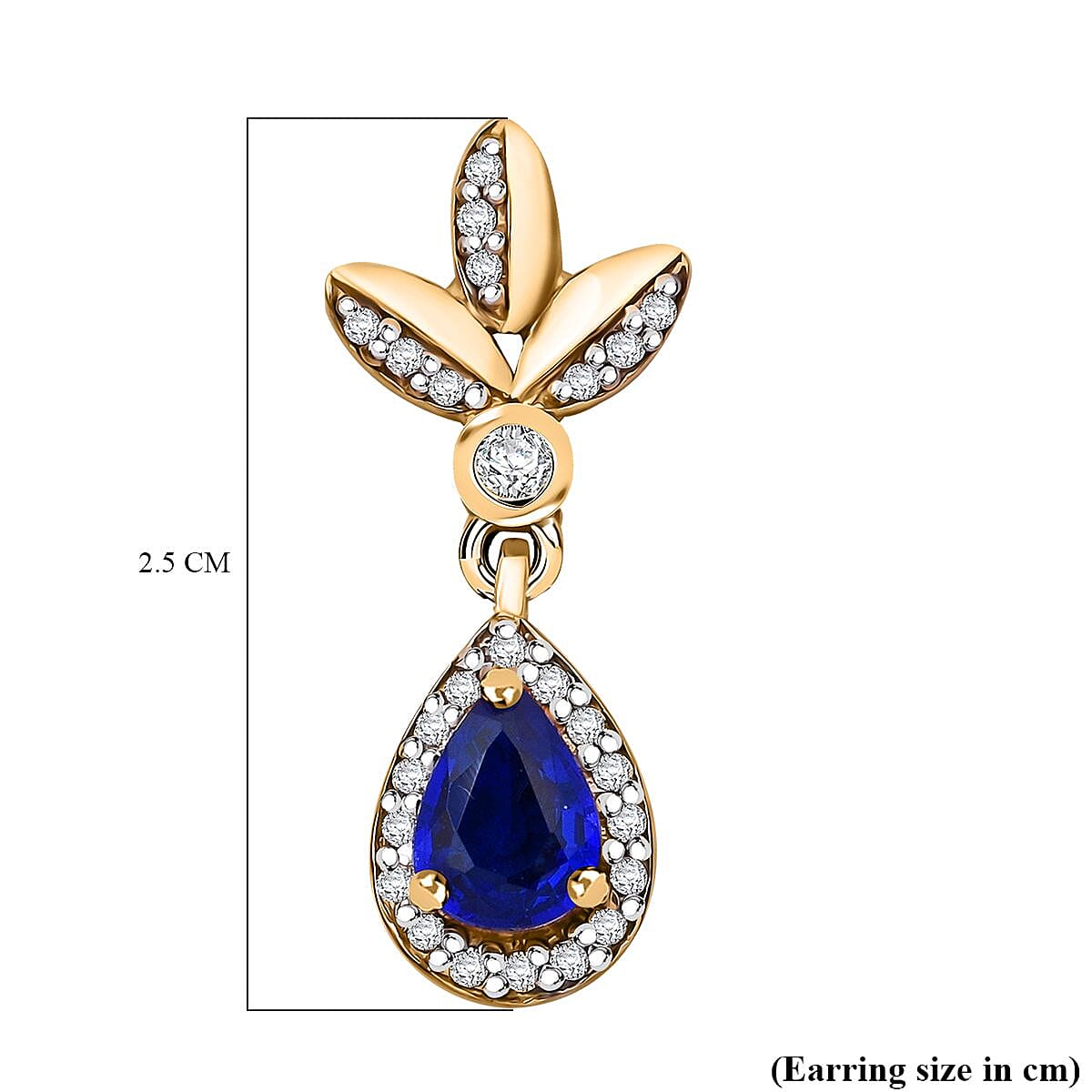 Premium Vietnamese Cobalt Blue Spinel & White Zircon Earring with Push Back in Vermeil Yellow Gold Plated Sterling Silver 2.06 Ct. Premium Vietnamese Cobalt Blue Spinel & White Zircon Earring with Push Back in Vermeil Yellow Gold Plated Sterling Silver 2.06 Ct.