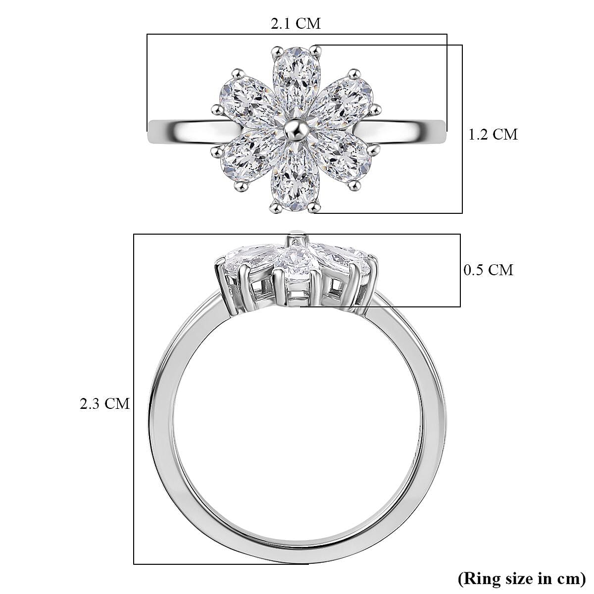 Swarovski Zirconia Cluster Ring in Rhodium Overlay Sterling Silver 1.80 Ct. Swarovski Zirconia Cluster Ring in Rhodium Overlay Sterling Silver 1.80 Ct.