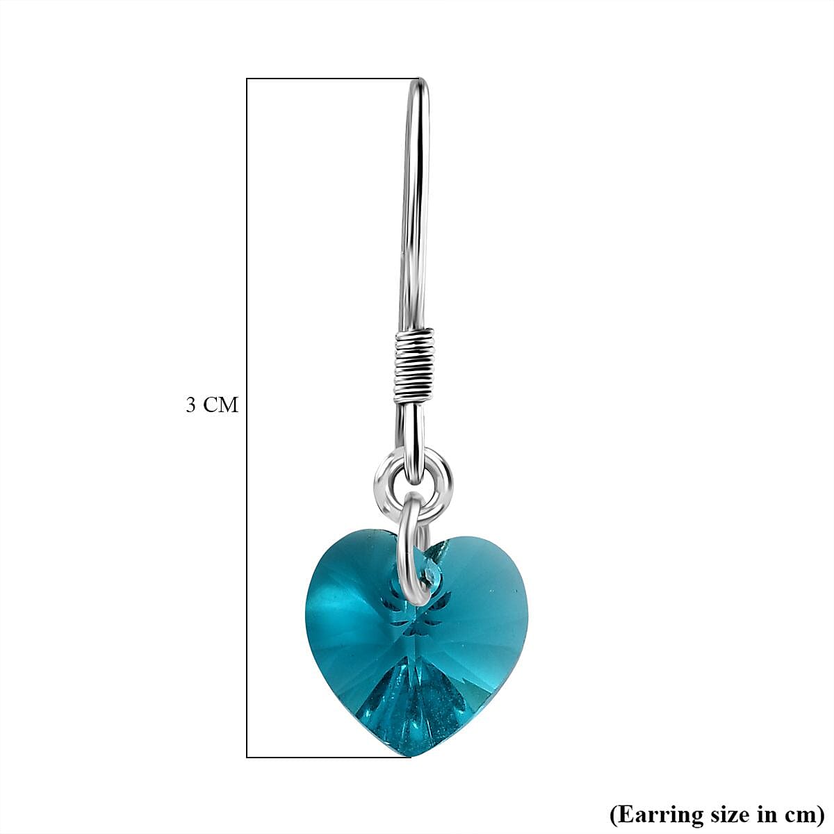 Blue Zircon Swarovski Crystal J Hoop Earring in Rhodium Overlay Sterling Silver 5.12 Ct.