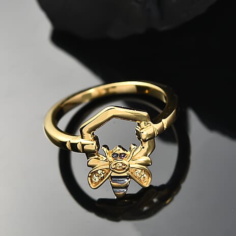 GP Yellow Sapphire & Blue Sapphire Ring in 18K Vermeil Yellow Gold Plated Sterling Silver