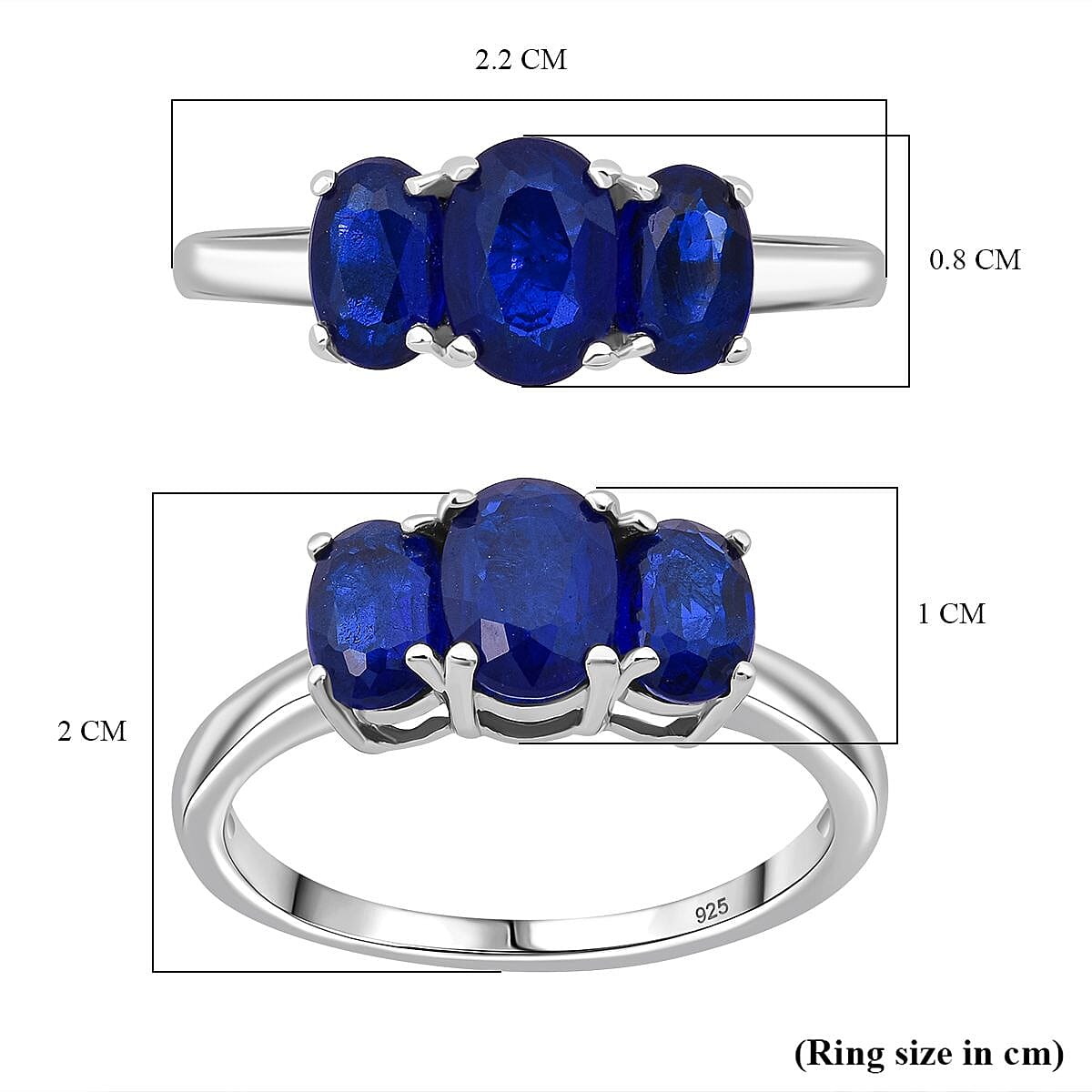 Premium Vietnamese Cobalt Blue Spinel Trilogy Ring in Rhodium Overlay Sterling Silver 1.98 Ct. Premium Vietnamese Cobalt Blue Spinel Trilogy Ring in Rhodium Overlay Sterling Silver 1.98 Ct.