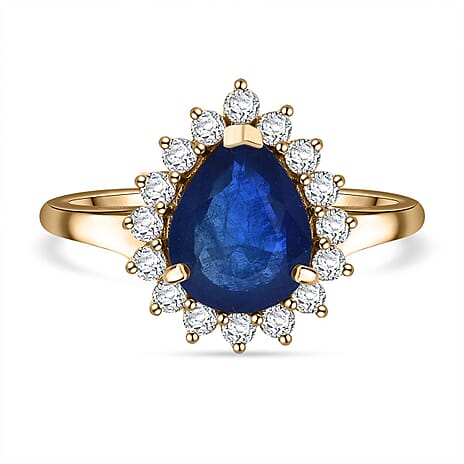 9K Yellow Gold Premium Vietnamese Cobalt Blue Spinel & (SI-G-H) Lab Grown Diamond Ring 3.02 Ct.