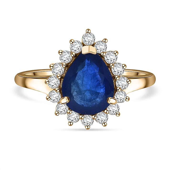 LUXURIANT Premium Vietnamese Cobalt Blue Spinel and Lab Grown Diamond Ring in 9K Yellow Gold