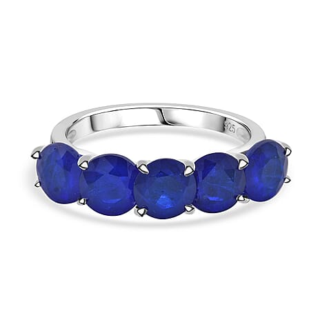 Premium Vietnamese Cobalt Blue Spinel 5 Stone Ring in Rhodium Overlay Sterling Silver 5.10 Ct.