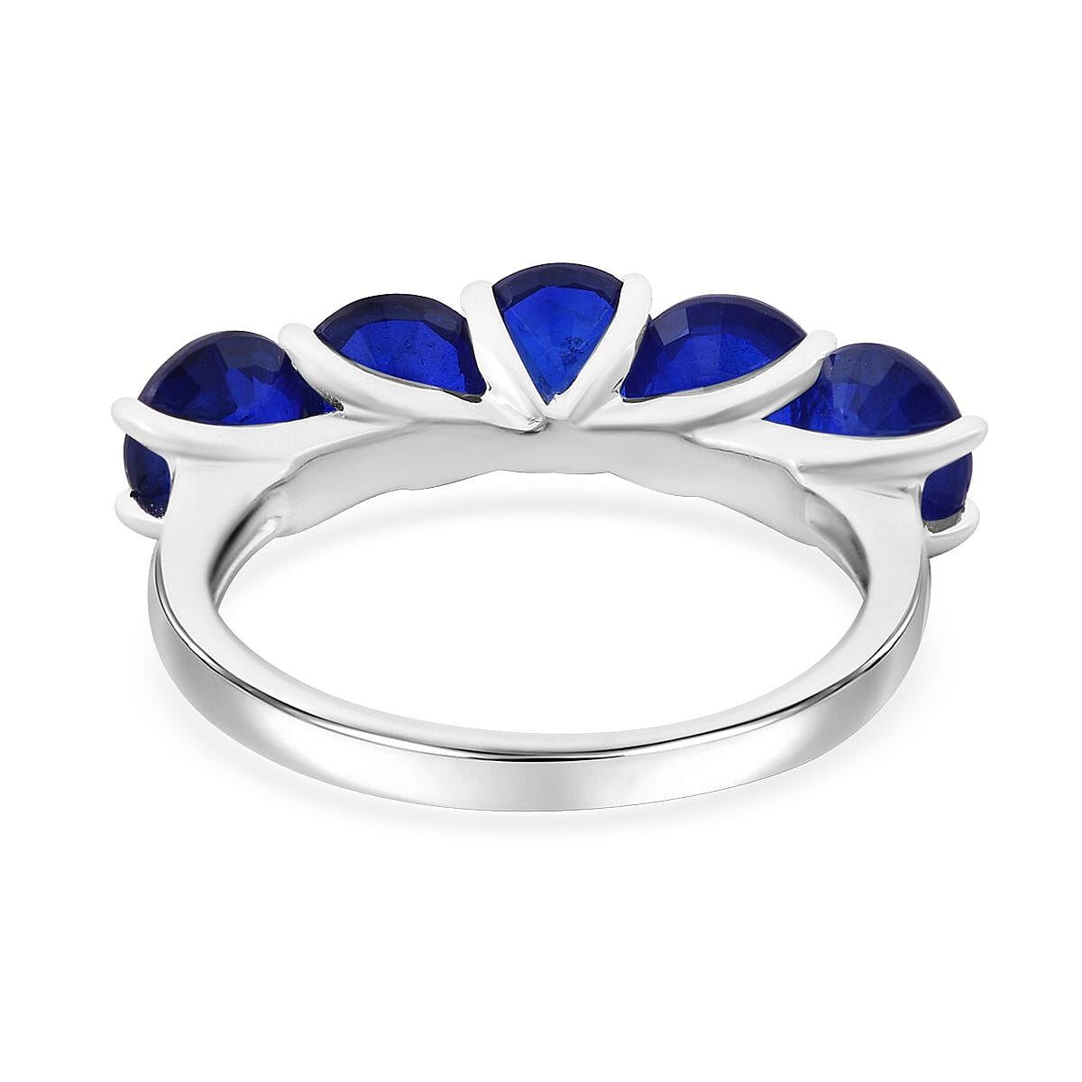 Premium Vietnamese Cobalt Blue Spinel 5 Stone Ring in Rhodium Overlay Sterling Silver 5.10 Ct. Premium Vietnamese Cobalt Blue Spinel 5 Stone Ring in Rhodium Overlay Sterling Silver 5.10 Ct.