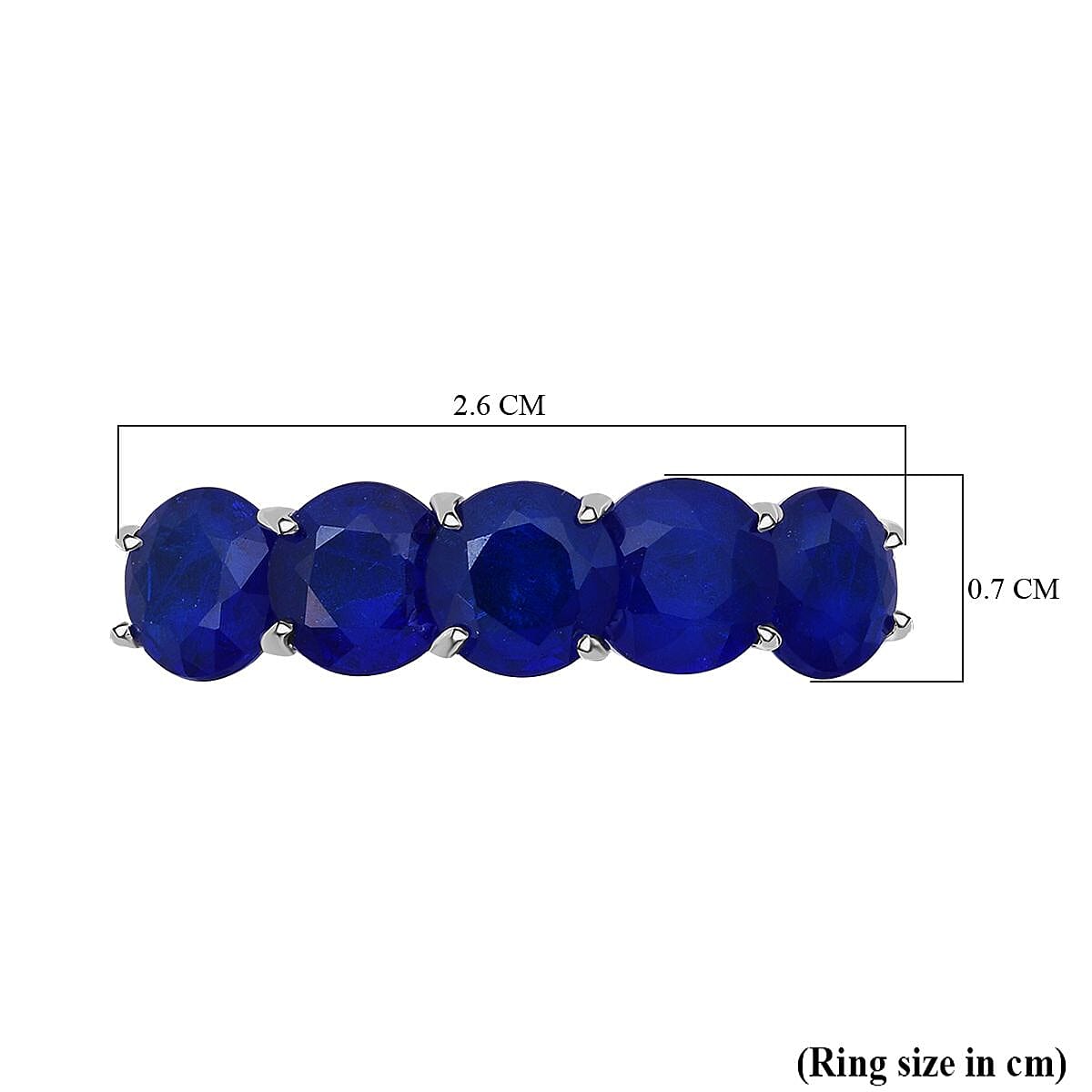 Premium Vietnamese Cobalt Blue Spinel 5 Stone Ring in Rhodium Overlay Sterling Silver 5.10 Ct. Premium Vietnamese Cobalt Blue Spinel 5 Stone Ring in Rhodium Overlay Sterling Silver 5.10 Ct.