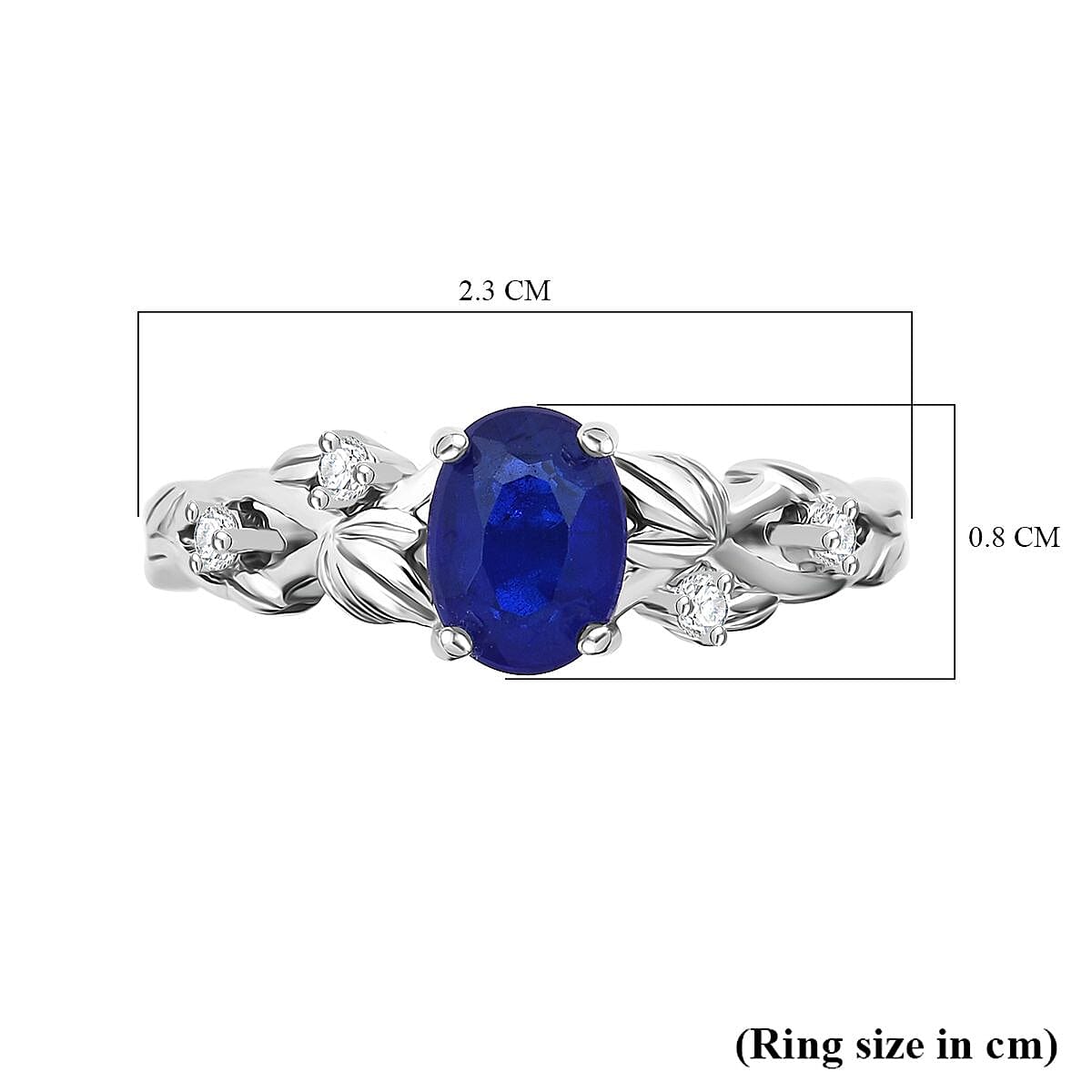Premium Vietnamese Cobalt Blue Spinel & Moissanite Ring in Rhodium Overlay Sterling Silver 1.00 Ct.