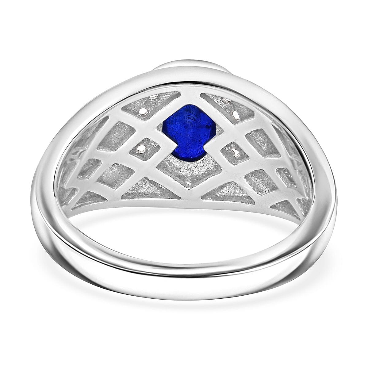 Premium Vietnamese Cobalt Blue Spinel & White Zircon Ring in Rhodium Overlay Sterling Silver 1.19 Ct. Premium Vietnamese Cobalt Blue Spinel & White Zircon Ring in Rhodium Overlay Sterling Silver 1.19 Ct.