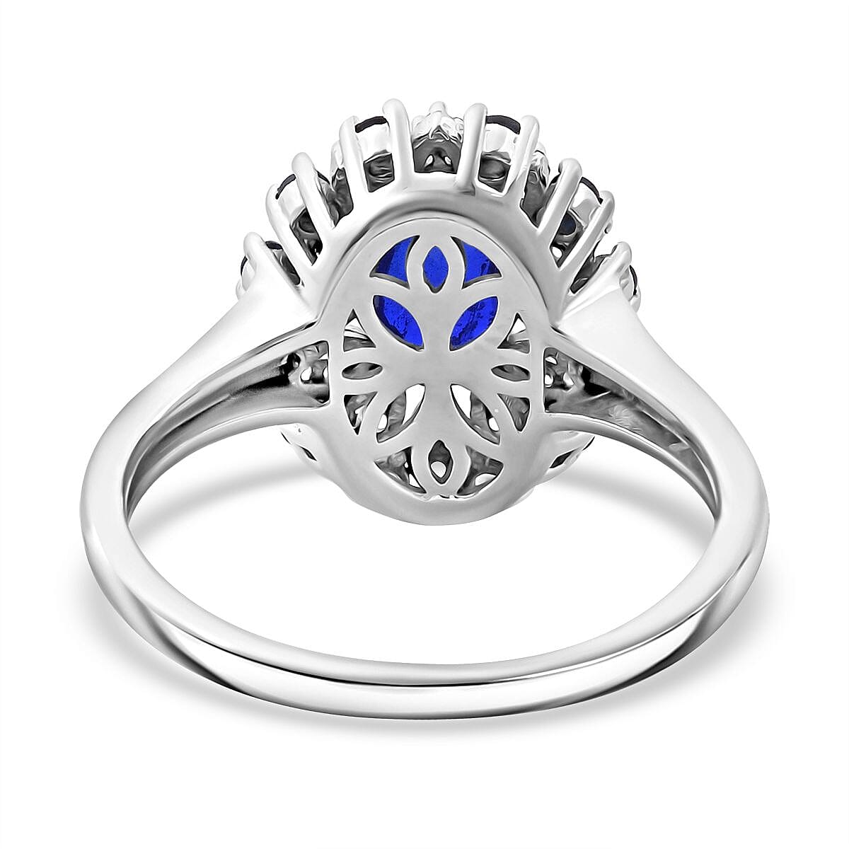 Premium Vietnamese Cobalt Blue Spinel, Blue Sapphire & White Zircon Ring in Rhodium Overlay Sterling Silver 2.15 Ct. Premium Vietnamese Cobalt Blue Spinel, Blue Sapphire & White Zircon Ring in Rhodium Overlay Sterling Silver 2.15 Ct.