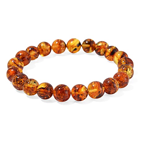 Tucson Find - Amber Adjustable Bracelet (Size - 7.5) in Yellow Gold Plated Sterling Silver 55.00 Ct.