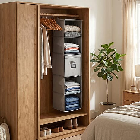 Patterned Storage Box (Size 33x33x32 cm) - Grey & Grey