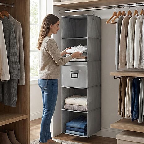 Patterned Storage Box (Size 33x33x32 cm) - Grey & Grey